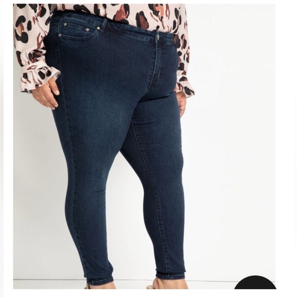 Eloquii lightweight skinny jeans, dark blue, stretchy, plus size 18